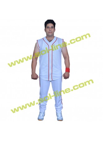 Pro Weight Mesh Six Button Down Red Stripe Sleeveless Jerseys